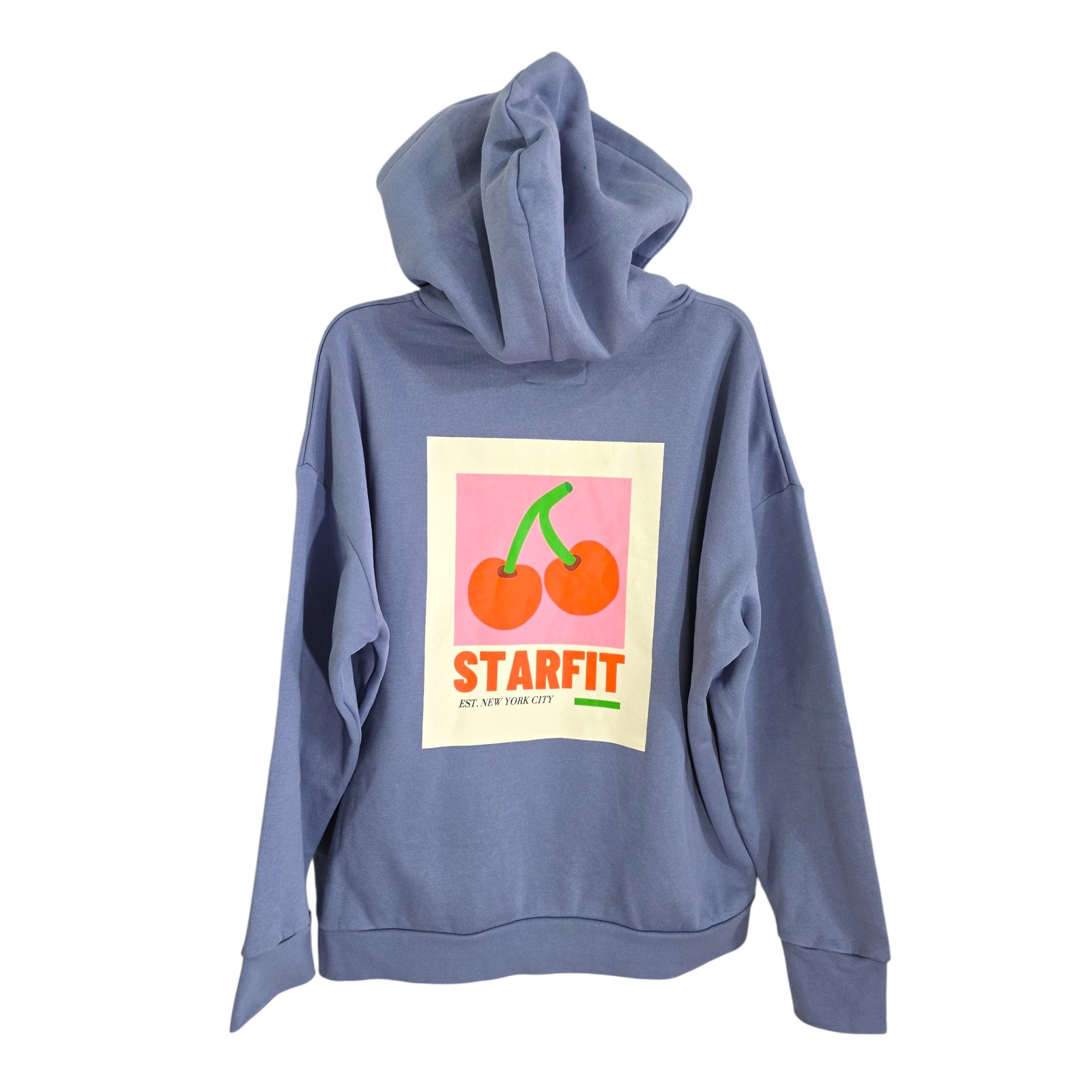 Starfit Cherry Graphic Hoodie Sweatshirt Women Xl Blue Cotton Blend Comfy Casual — image 2 of 8
